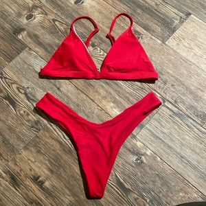 Red high cut bikini size M / L